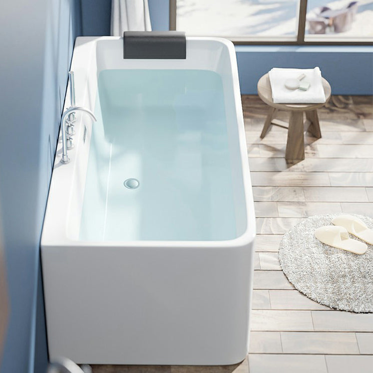 Modern Antique Finish Soaking Bathtub Rectangular Back to Wall Tub