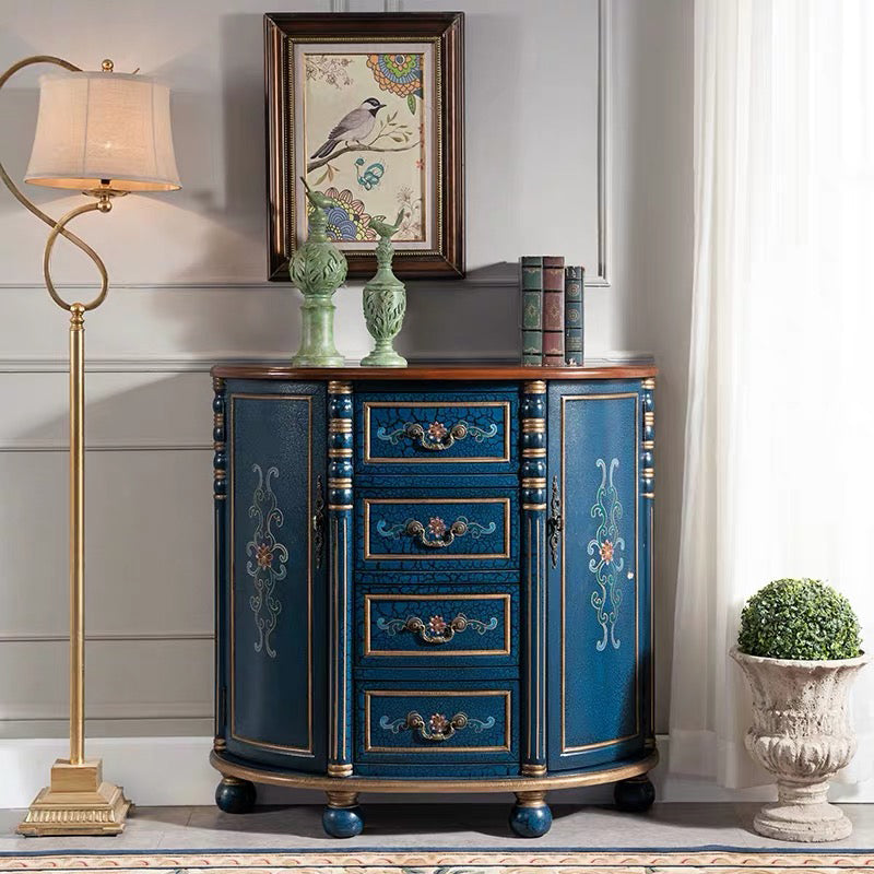 Industrial Distressed Wood Storage Cabinet 2 Doors Rectangle Accent Cabinet