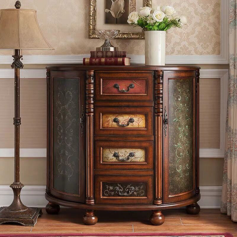 Industrial Distressed Wood Storage Cabinet 2 Doors Rectangle Accent Cabinet