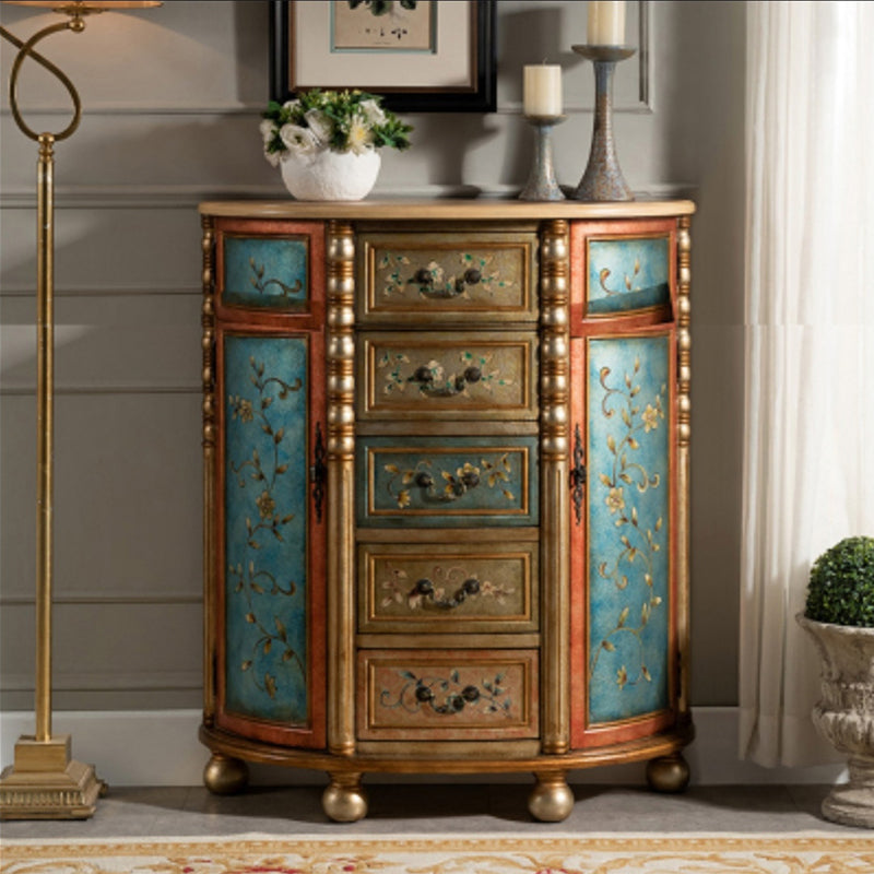 Industrial Distressed Wood Storage Cabinet 2 Doors Rectangle Accent Cabinet