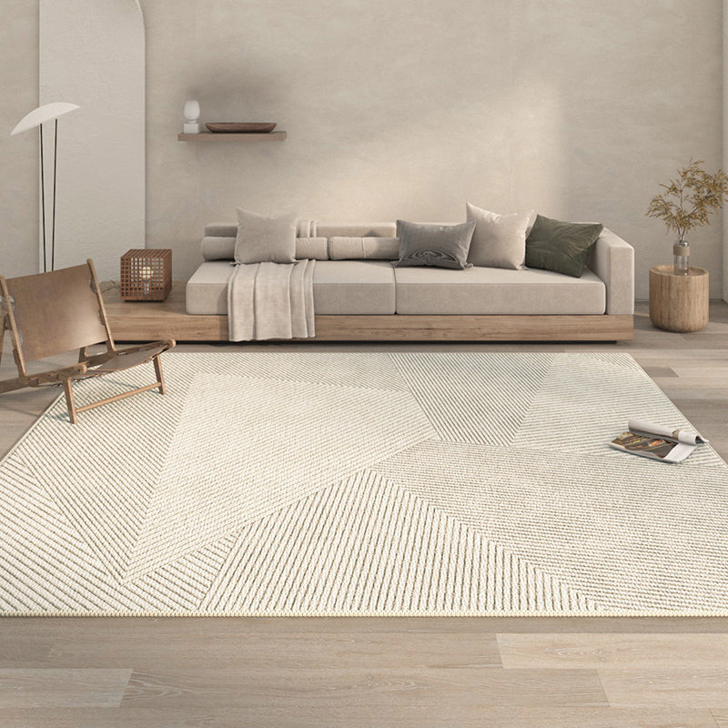 Polyster Rectangle Carpet Striped Printed Living Room Area Rug Non-Slip Backing Carpet