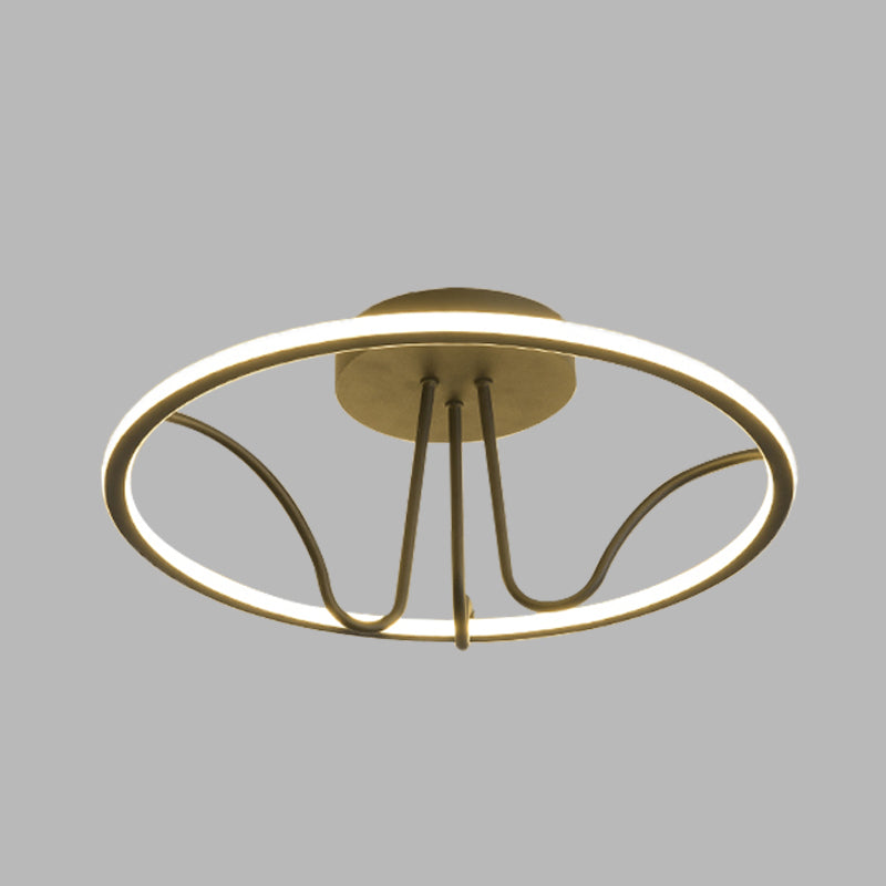 Circulaire minimaliste Semi Flush Mount Light Acrylique LED CHAMBRE LAPIL PLADIER PLADE EN NOIR