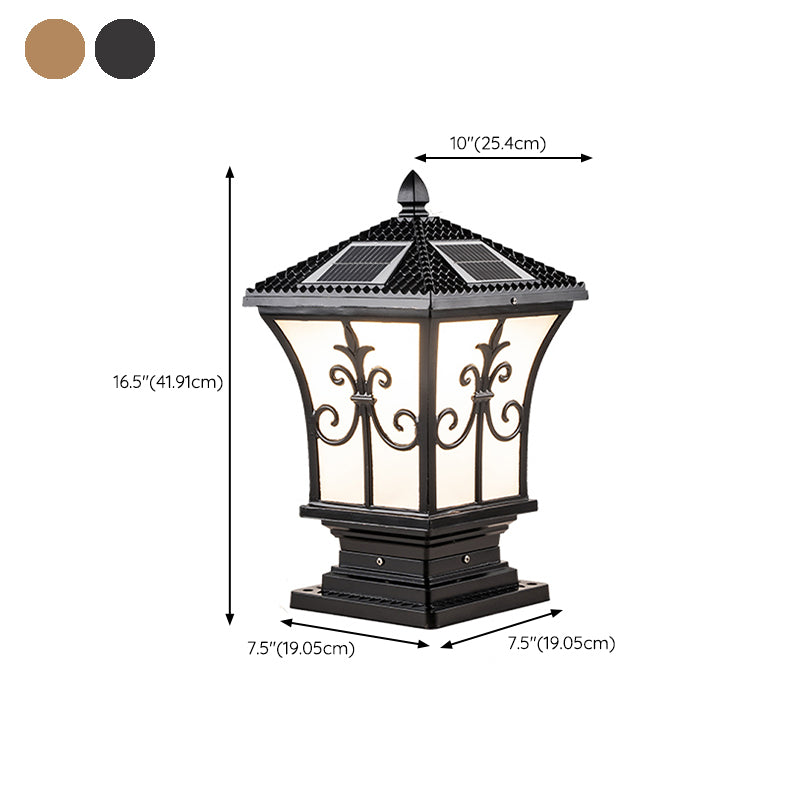 Drum Shape Metal Solar Waterproof Pillar Lamp Modern Outdoor Lights