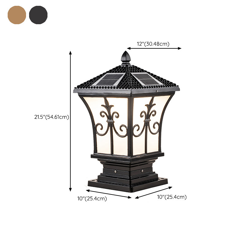 Drum Shape Metal Solar Waterproof Pillar Lamp Modern Outdoor Lights