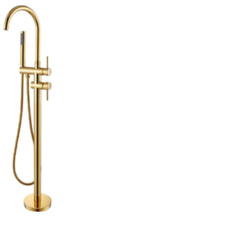 Modern Freestanding Tub Filler Trim Brass Floor Mounted with Handles Tub Faucet