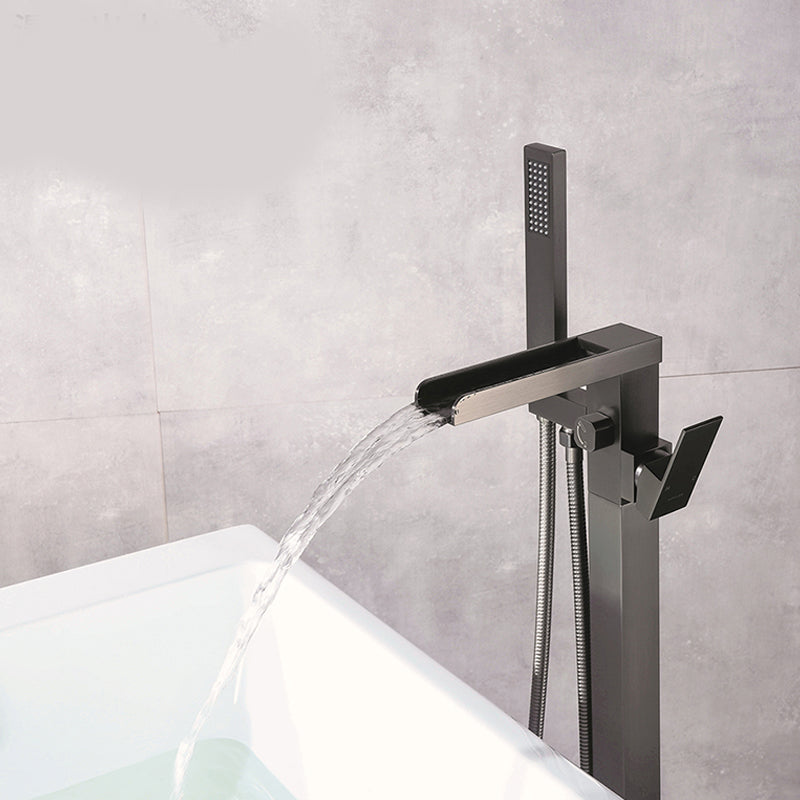 Modern Freestanding Tub Filler Trim Brass Floor Mounted with Handles Tub Faucet