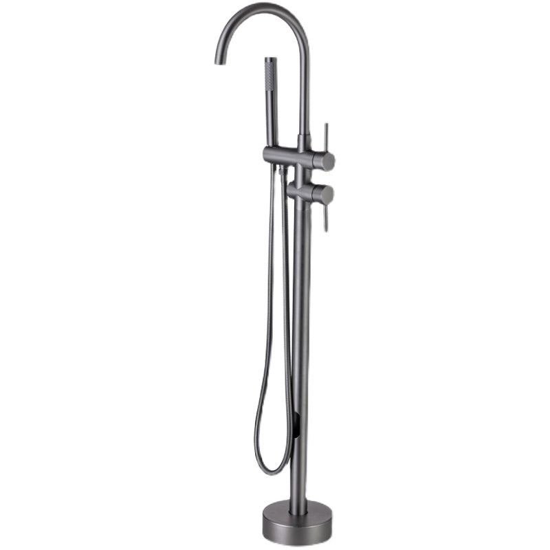 Modern Freestanding Tub Filler Trim Brass Floor Mounted with Handles Tub Faucet