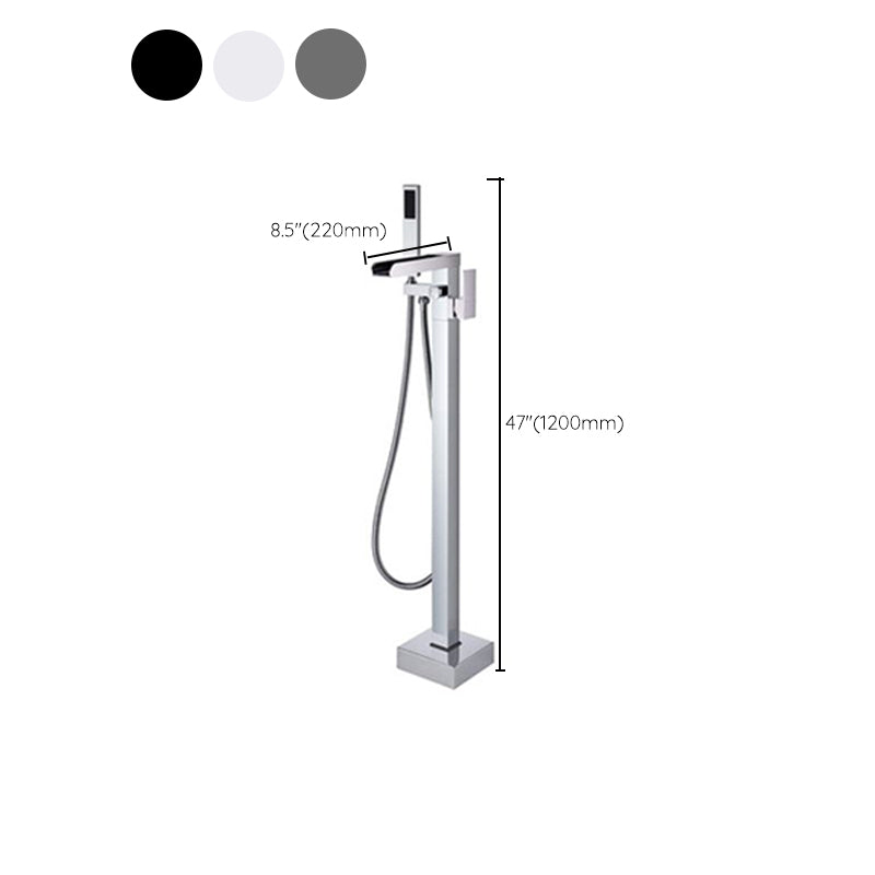 Modern Freestanding Tub Filler Trim Brass Floor Mounted with Handles Tub Faucet