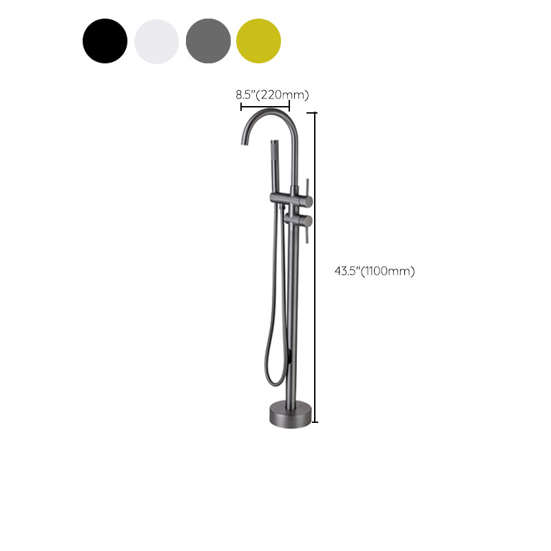 Modern Freestanding Tub Filler Trim Brass Floor Mounted with Handles Tub Faucet