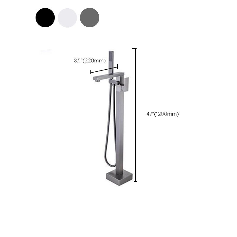 Modern Freestanding Tub Filler Trim Brass Floor Mounted with Handles Tub Faucet