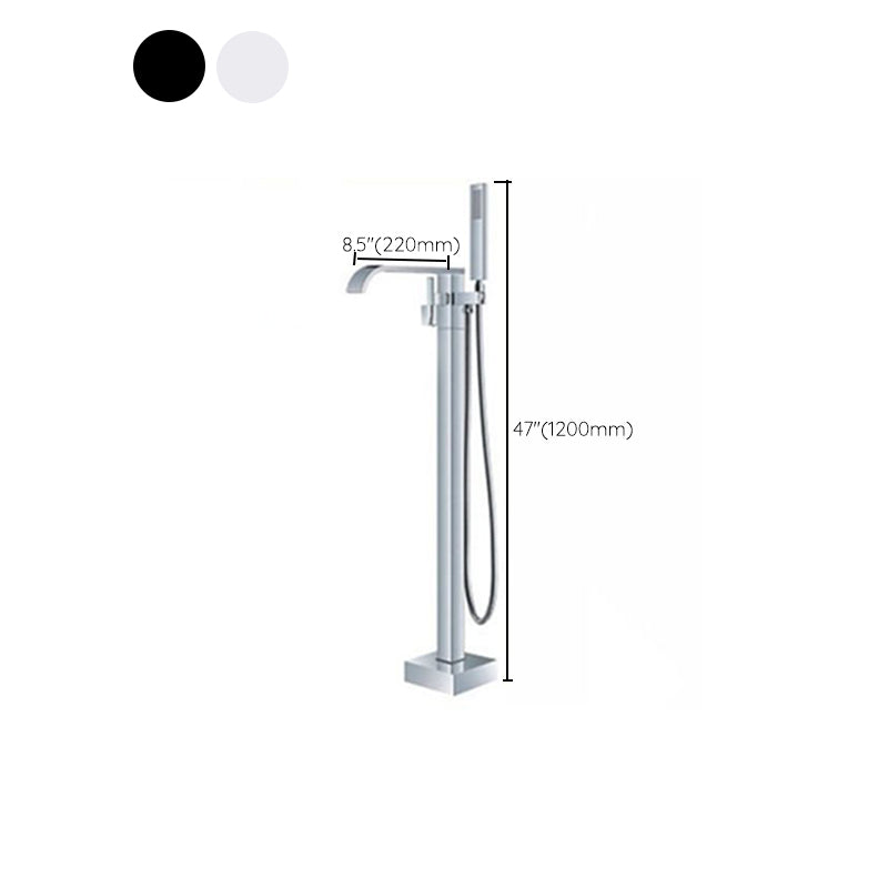 Modern Freestanding Tub Filler Trim Brass Floor Mounted with Handles Tub Faucet