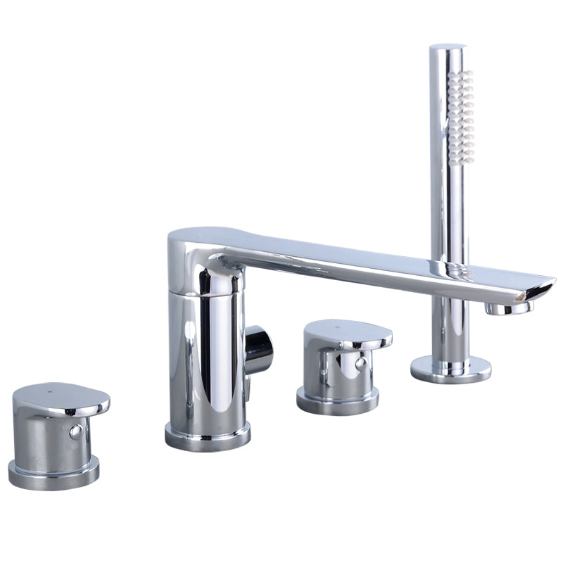 Modern Roman Tub Trim Brass Deck-Mount with Handshower Roman Bathtub Faucet