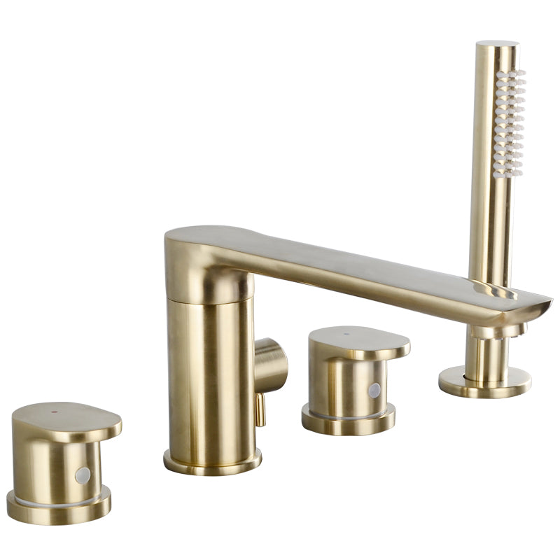 Modern Roman Tub Trim Brass Deck-Mount with Handshower Roman Bathtub Faucet