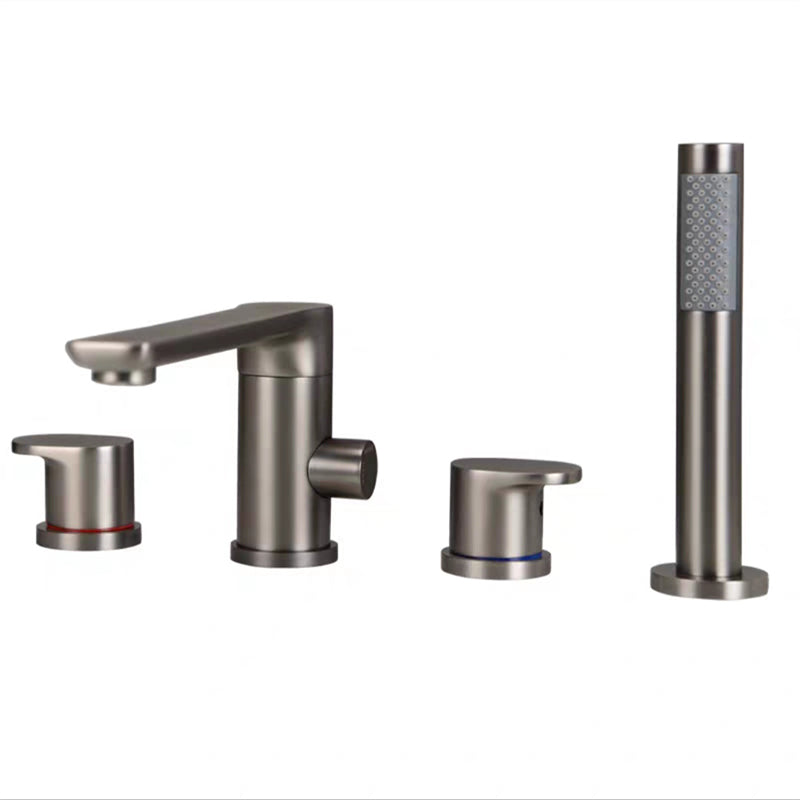 Modern Roman Tub Trim Brass Deck-Mount with Handshower Roman Bathtub Faucet