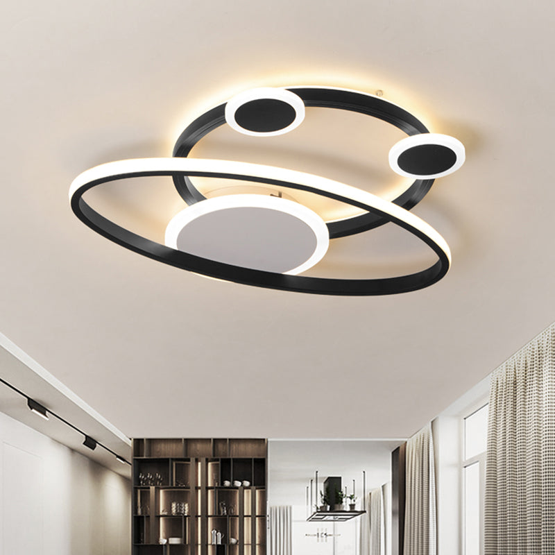 16.5 "/20.5" W Oval Ring Unterputze Licht Modernist Acryl LED-Schlafzimmer nah an Deckenlampe in Schwarz, Warm/Weißes Licht