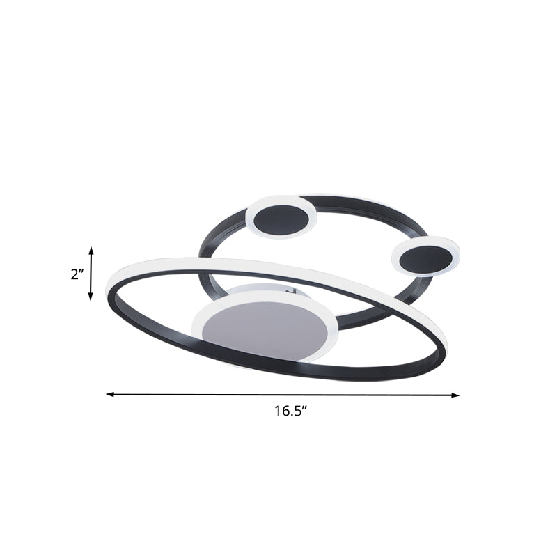 16.5 "/20.5" W Oval Ring Unterputze Licht Modernist Acryl LED-Schlafzimmer nah an Deckenlampe in Schwarz, Warm/Weißes Licht