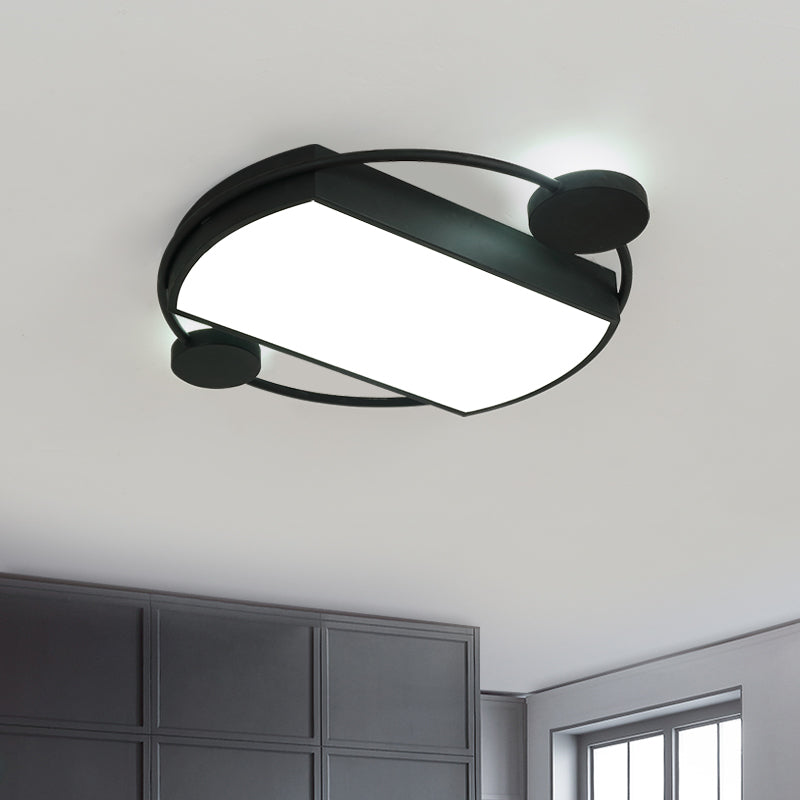 Ring en rechthoek spoeling verlichting modernistisch metaal 16 "/19,5" brede led zwart plafond gemonteerd armatuur
