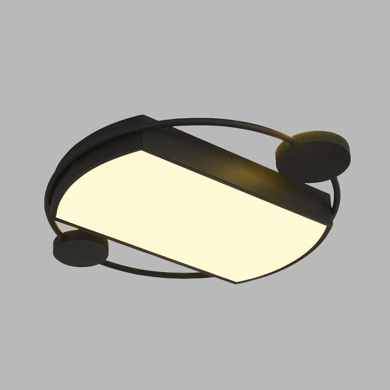 Ring en rechthoek spoeling verlichting modernistisch metaal 16 "/19,5" brede led zwart plafond gemonteerd armatuur