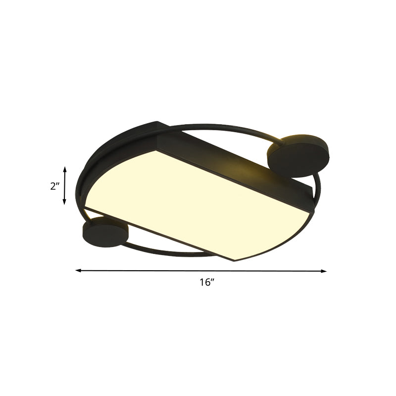 Ring en rechthoek spoeling verlichting modernistisch metaal 16 "/19,5" brede led zwart plafond gemonteerd armatuur