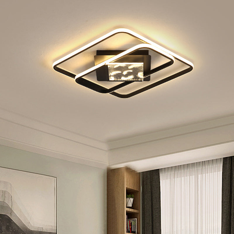 Acrylic Squared Frame Flush Mount Lighting Minimalist LED Flush Ceiling Lamp in Black