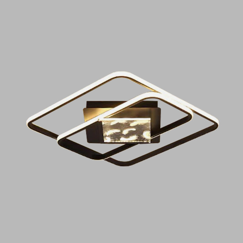 Acrylic Squared Frame Flush Mount Lighting Minimalist LED Flush Ceiling Lamp in Black