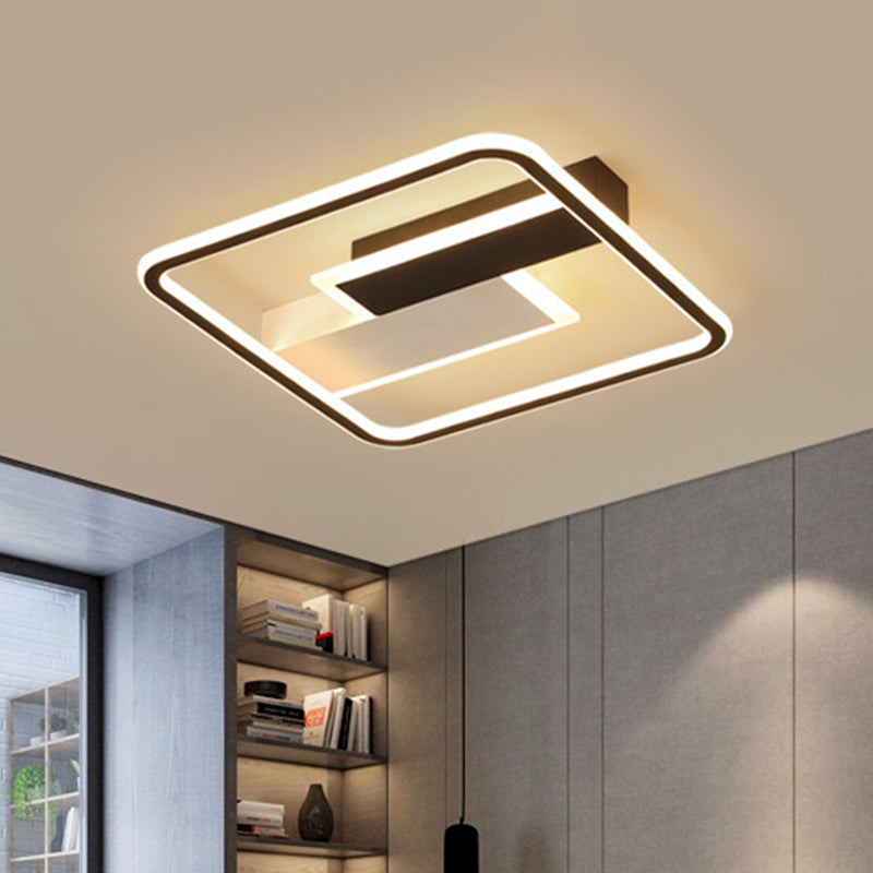 Squared Frame Acryl Flush Mount Lighting Einfache Schwarz-und Weiße LED Deckenbündige Beleuchtung für Schlafzimmer, 18 "/24.5" Breite