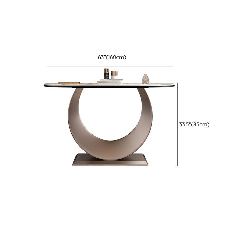 Contemporary Console Table Stone Half Moon End Table , 33.46" Tall