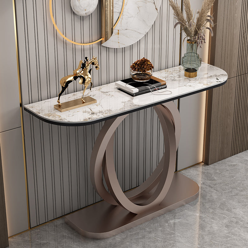 Contemporary Console Table Stone Half Moon Accent Table , 13.78" W