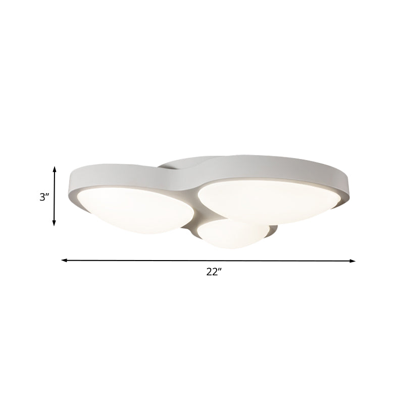 White Oval Ceiling Mounted Fixture Modernist 3 Lights Metallic LED Flushmount Lamp for Bedroom
