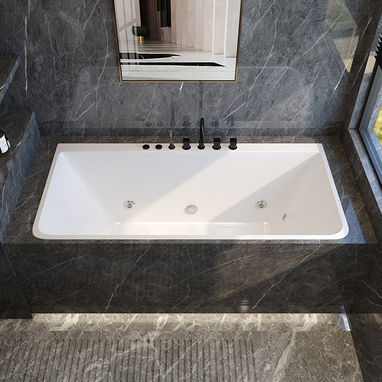 Modern Rectangular Bath Drop-in Acrylic Soaking White Bathtub