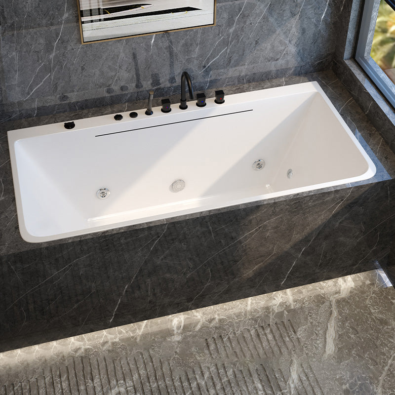 Modern Rectangular Bath Drop-in Acrylic Soaking White Bathtub