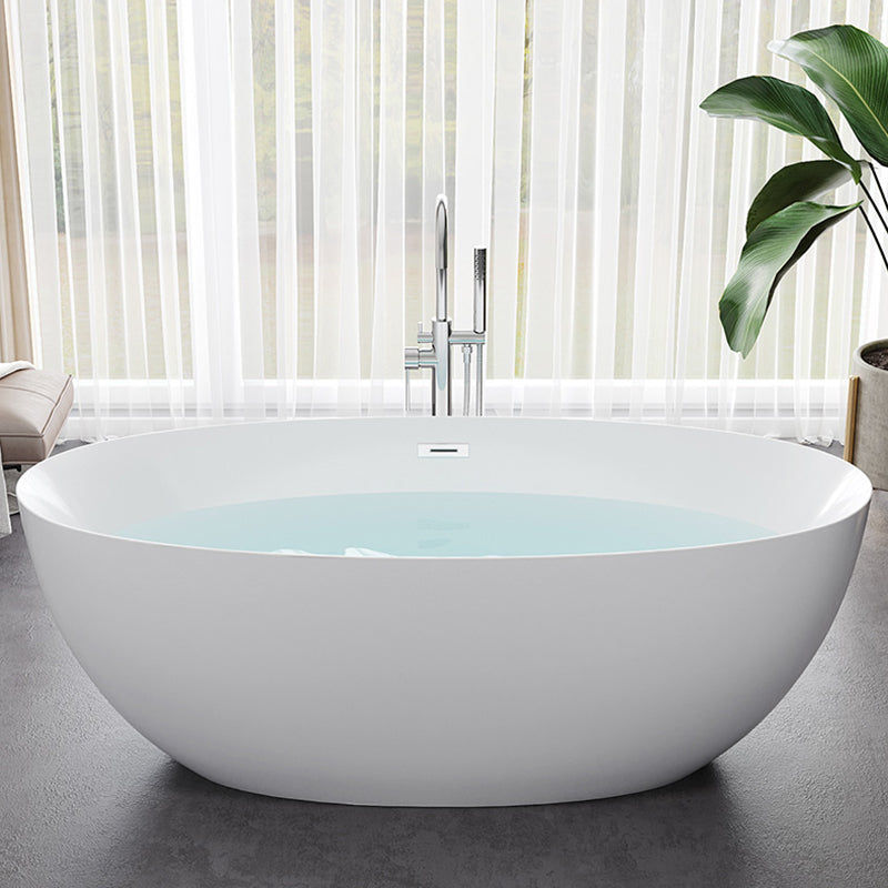 Acrylic Oval Bathtub Soaking White Modern Center Freestanding Bath