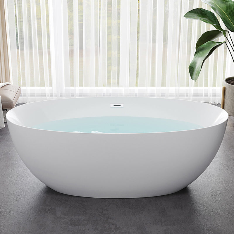 Acrylic Oval Bathtub Soaking White Modern Center Freestanding Bath