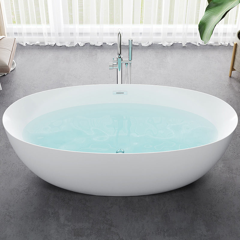 Acrylic Oval Bathtub Soaking White Modern Center Freestanding Bath