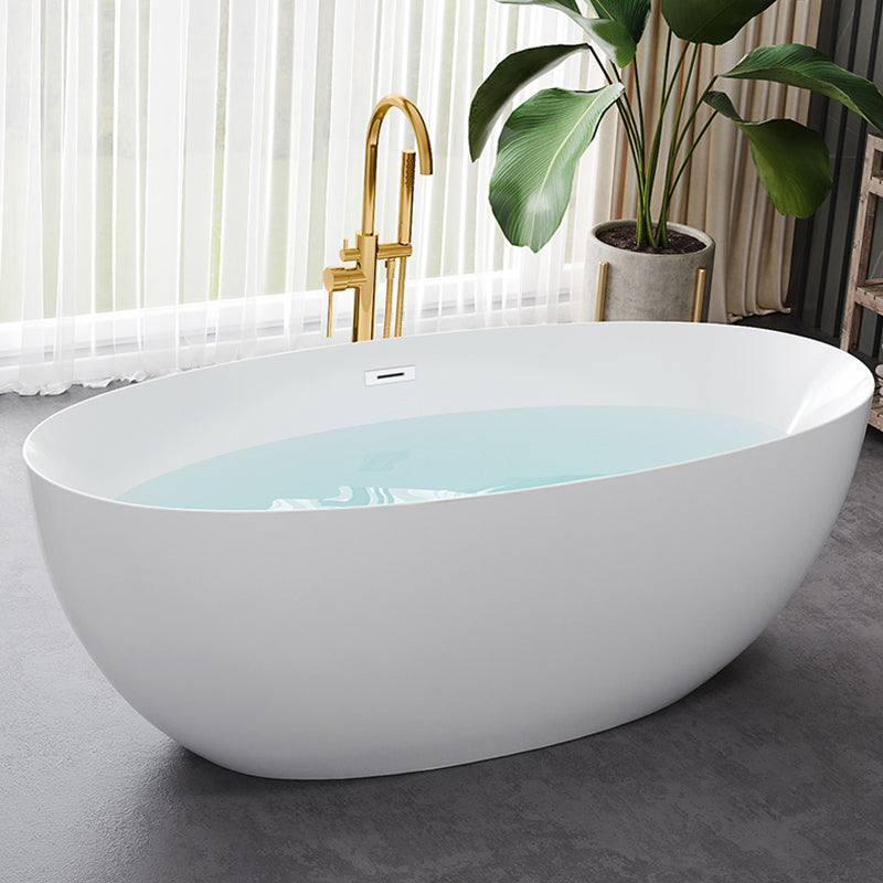 Acrylic Oval Bathtub Soaking White Modern Center Freestanding Bath