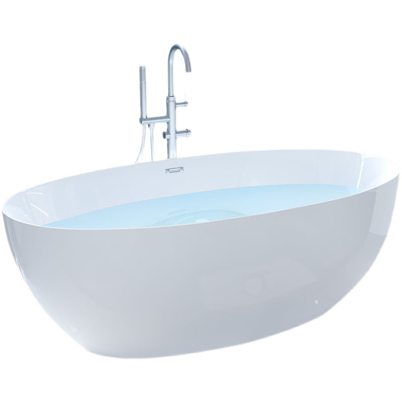 Acrylic Oval Bathtub Soaking White Modern Center Freestanding Bath
