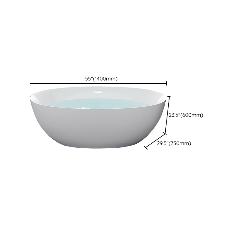 Acrylic Oval Bathtub Soaking White Modern Center Freestanding Bath