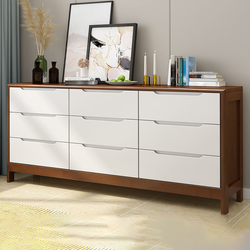 Contemporary Horizontal Double Dresser Wood Storage Dresser for Bedroom