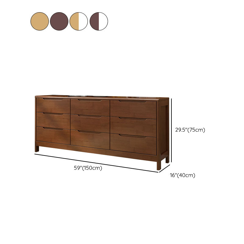 Contemporary Horizontal Double Dresser Wood Storage Dresser for Bedroom