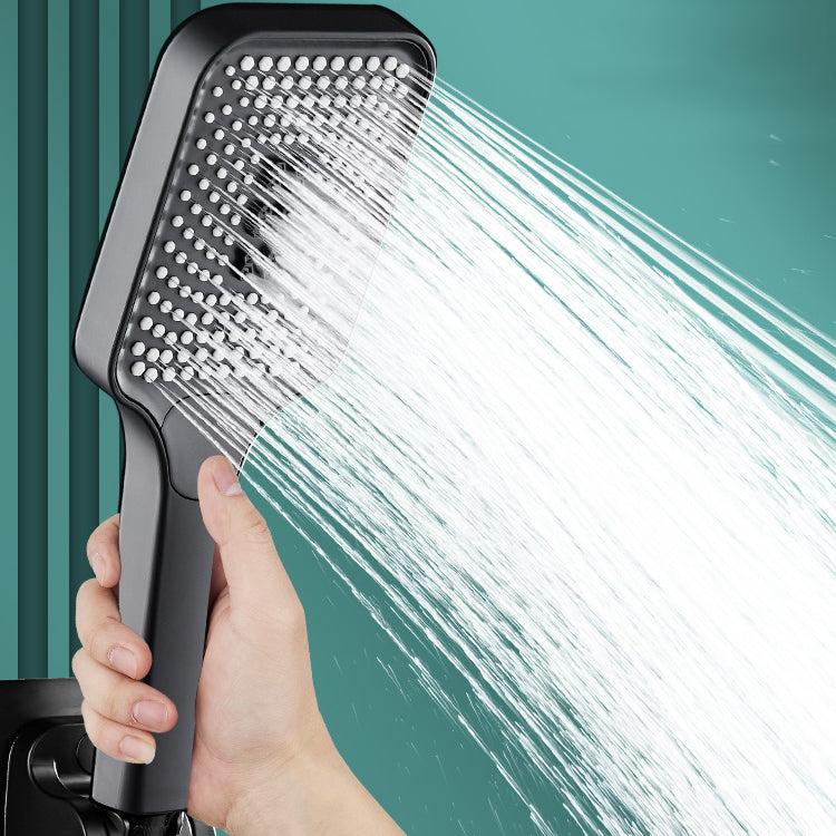 Modern Rectangular Hand Shower in Black 3 Sprays Wall-Mount Hand Shower