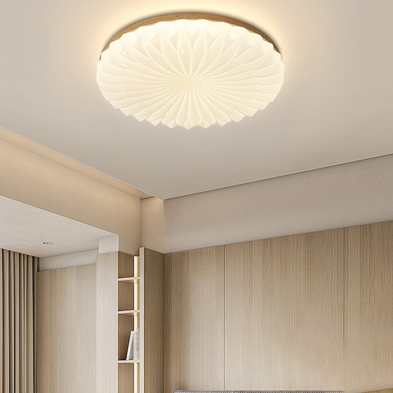 Modern Wood Flush Mount Lamp Acrylic Shade Flush Mount Ceiling Fixture for Bedroom
