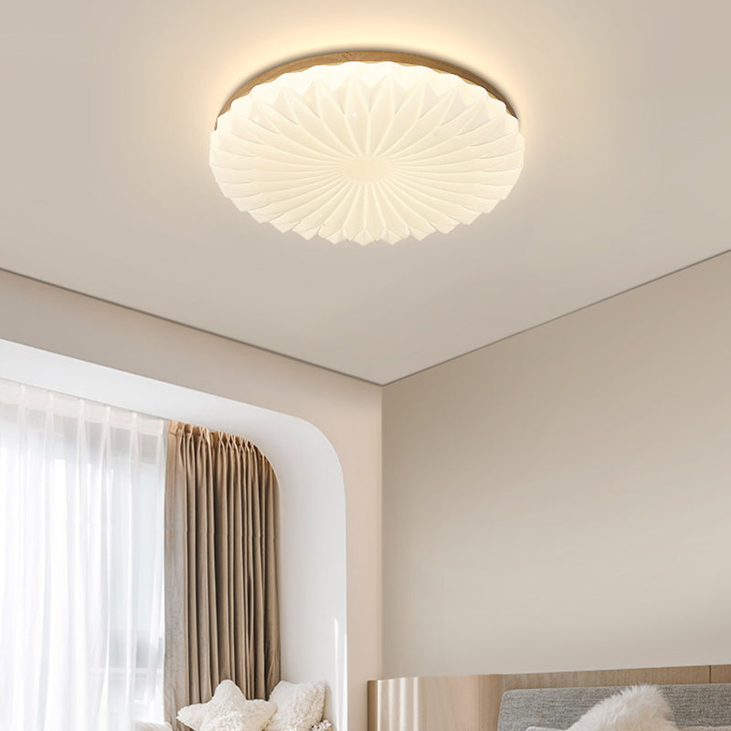 Modern Wood Flush Mount Lamp Acrylic Shade Flush Mount Ceiling Fixture for Bedroom