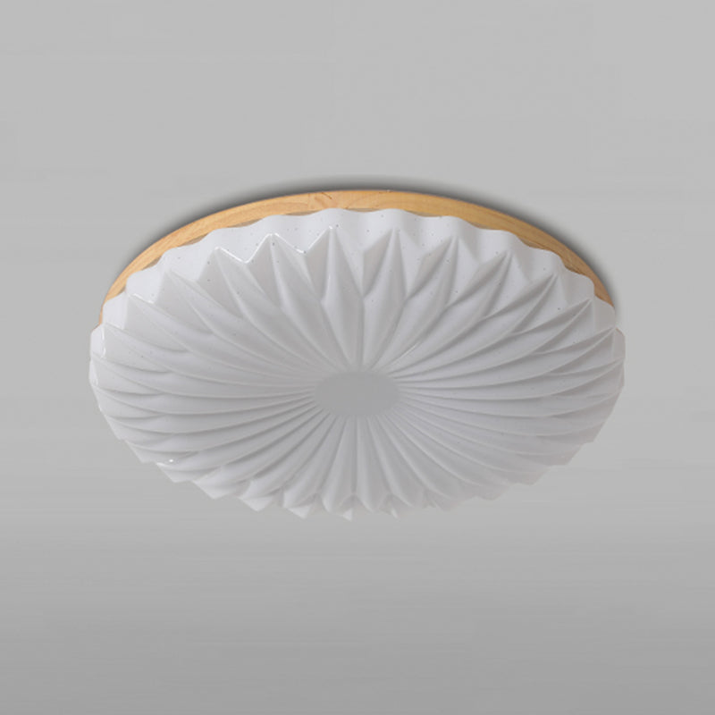 Modern Wood Flush Mount Lamp Acrylic Shade Flush Mount Ceiling Fixture for Bedroom