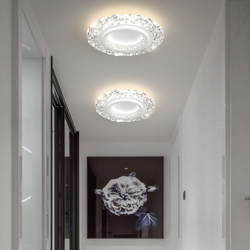 Circular Flush Mount Fixture Modern 1 Light Flush Light for Living Room