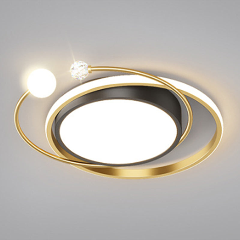 Geometric Flush Mount Fixture Contemporary Metal Ceiling Light in Black