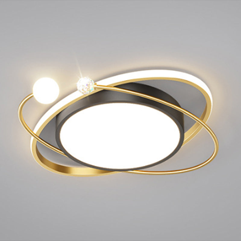 Geometric Flush Mount Fixture Contemporary Metal Ceiling Light in Black
