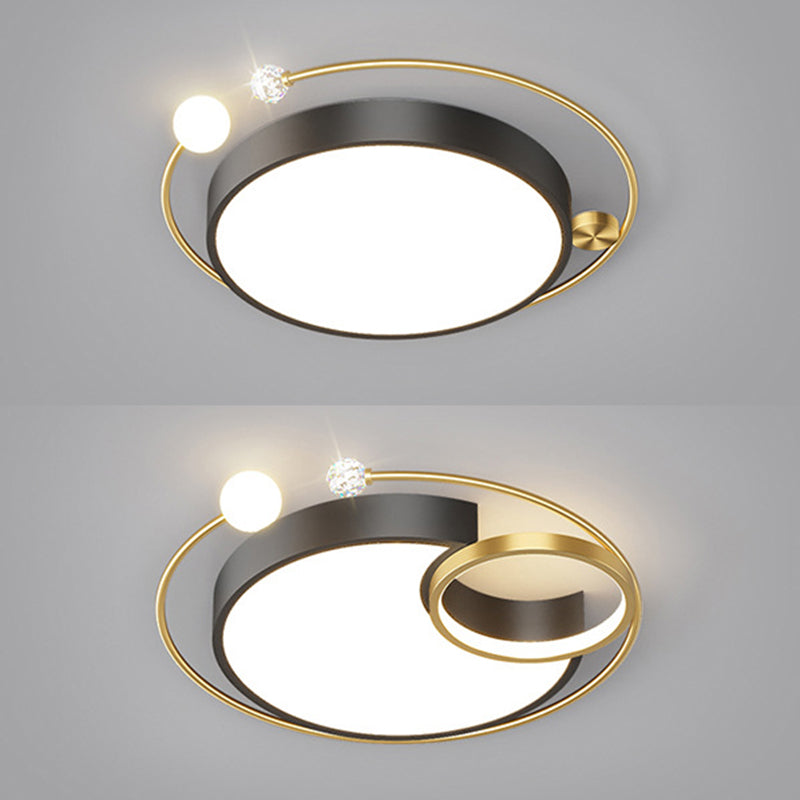Geometric Flush Mount Fixture Contemporary Metal Ceiling Light in Black