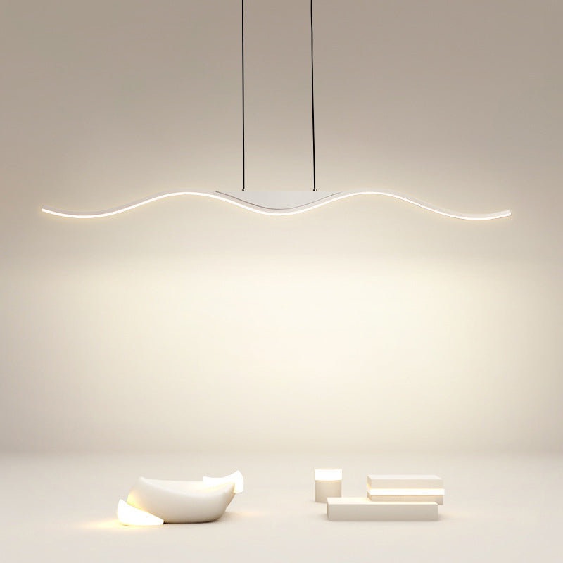 Single White Modernism Kitchen Island Lighting Unique Metallic Ceiling Light