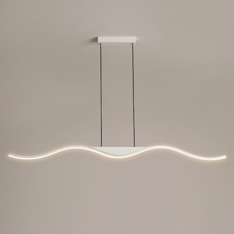 Single White Modernism Kitchen Island Lighting Unique Metallic Ceiling Light