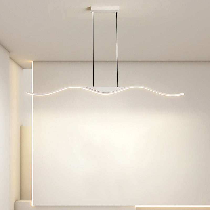 Single White Modernism Kitchen Island Lighting Unique Metallic Ceiling Light